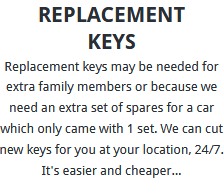 Replacement Keys Manchester